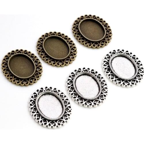 10pcs 13x18mm Inner Size Antique Silver Plated Bronze Simple Cameo Cabochon Base Setting Charms Pendant Necklace Findings