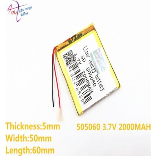 10 pcs 3.7V 2000mAh 505060 Li-Po Lithium Polymer Rechargeable Battery For PAD GPS DIY Vedio Game Tablet PC Power Bank E-Book