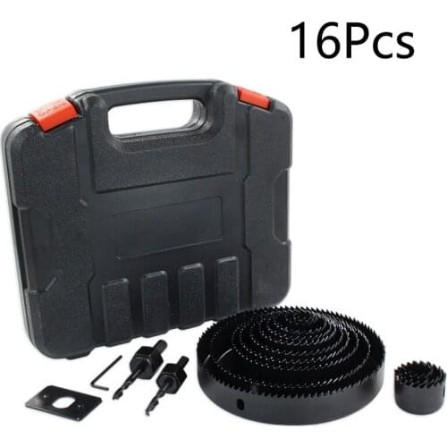 16Pcs Bi-Metal Wood Hole Saws Bit Set Woodworking DIY Wood Cutter Drill Bit For Concrete Gypsum boardHole Opener 19-150mm