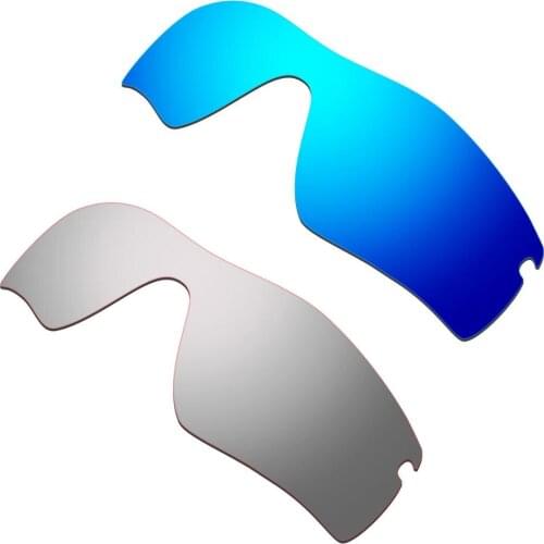 2 Pairs HKUCO For Radar Path Sunglasses Polarized Replacement Lenses-Blue & Silver