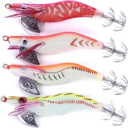 20Pcs 8CM 7.4g 4 colors Shrimp fishing lures Octopus Cuttlefish Shrimp Baits 3D Eyes Luminous Lures