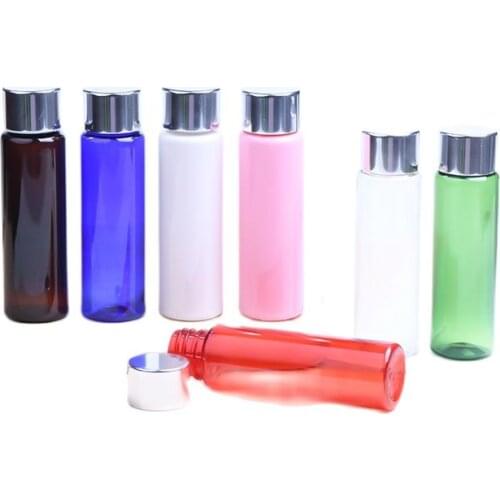 30ml Square Shoulder Plastic PET Bottle With Silver Aluminum Lid Serum Toner Essence Emulsion Removal Oil Skin Care Packing