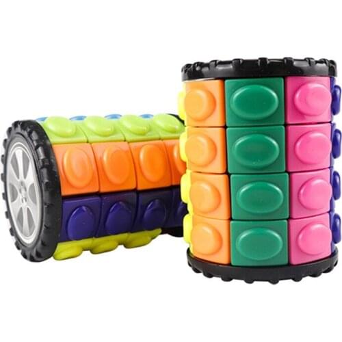 3D Rotate Slide Cylinder Cube Game Colorful Babylon Tower Stress Relief Cube Kids Puzzle Toys For Children Adults Sensory Toys