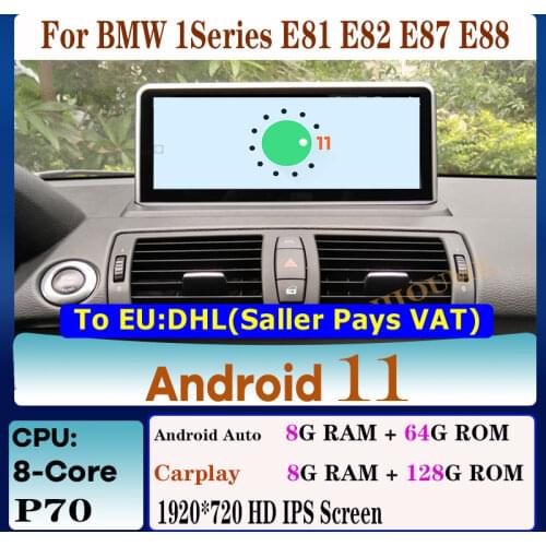 10.25“ 8Core CPU 8G RAM Android 10 Car Multimedia Player GPS Radio for BMW 1 Series 120i E81 E82 E87 E88 Stereo CarPlay Audio