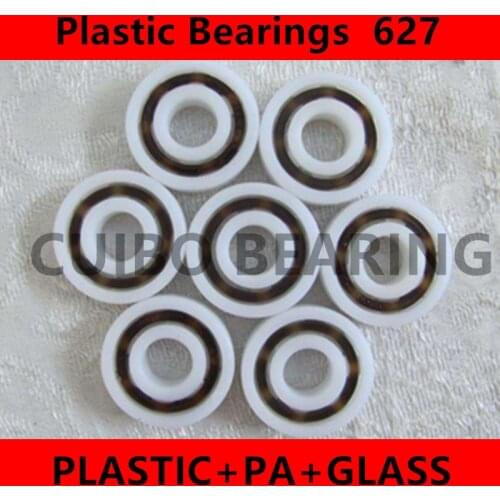 Free Shipping 10pcs 627 POM Plastic bearings 627 PA Glass Balls size:7x22x7mm