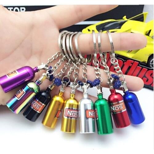 Turbo NOS Nitrous Oxide Bottle Keychain Keyring Stash Pill Box Storag Metal Keyring Car Keychain Home Storage Organizador