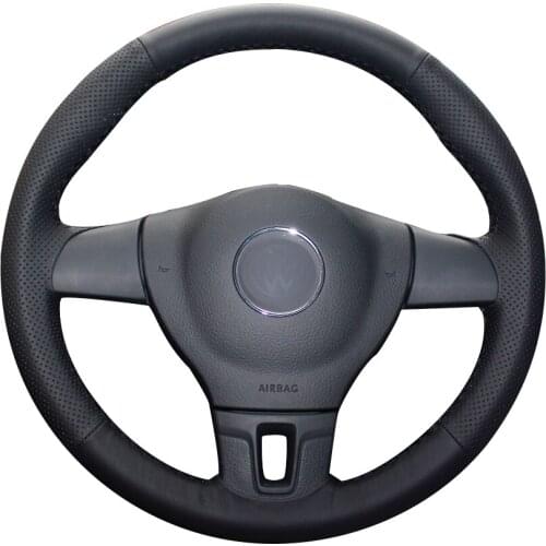 Black Natural Leather Car Steering Wheel Cover for Volkswagen VW Tiguan Lavida Passat B7 Jetta Mk6