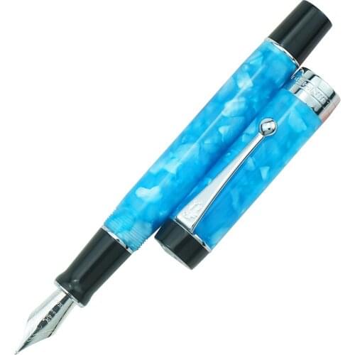 Jinhao 100 Centennial Resin Fountain Pen Sky Blue EF/F/ 18KGP M/Bent Nib with Converter Writing Business Office Gift Ink Pen