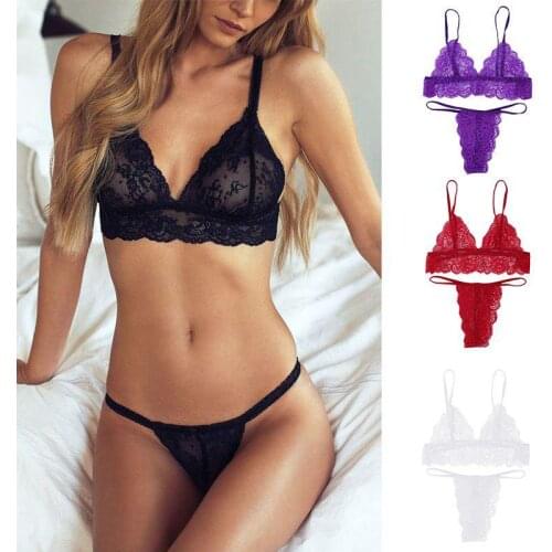CDJLFH Sex Lace Underwear Set Women Bra And Panty Set Sutia Bra Set Ropa Interior Sexy Lingerie Porno Transparent Bralette Set