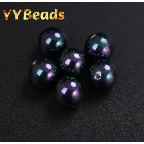 Natural Half Drilled Colorful Seashell Pearls Beads 5pcs/pack Round Loose Beads 6-12mm For Jewelry Making DIY Bracelets Earrings