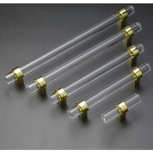 LCH Top Quality Acrylic Round Transparent Cabine Handle Silver Gold Chrome Modern Style Knob Clear Crystal Handle Door Pull