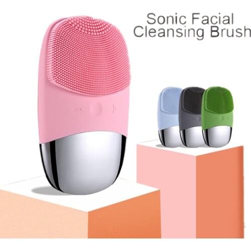 Mini Silicone Electric Facial Cleansing Brush Sonic Face Cleanser Face Massager Deep Pore Cleaning Skin Care Cleansing Brush