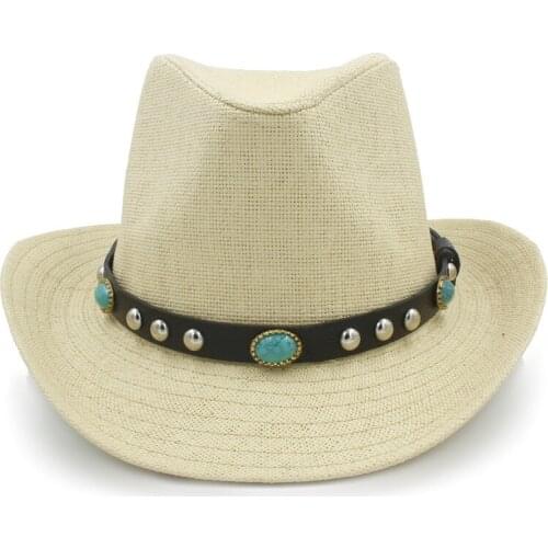 Fashion Women Men Western Cowboy Hat Lady Cowgirl Dad Summer Beach Sun Hat Sombrero Cap Billycock Caps Good Package Size 58CM