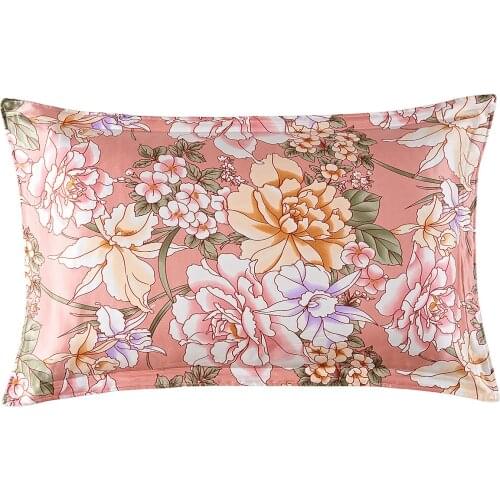 One side 100% Nature Mulberry Silk Pillowcase Super Soft Comfortable Floral Print Bedding Pillows Cover 48X74CM Sleep Pillows