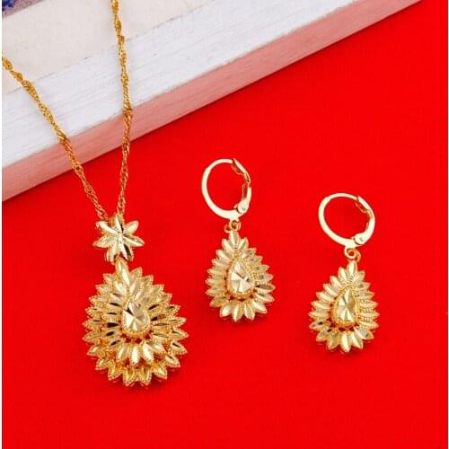 New Arrival Ethiopian African Wedding Party Jewelry Set Pendant Necklace Earrings Eritrea Habesha Women Jewelry