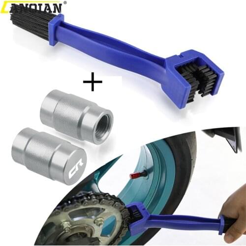 Motorcycle Chain Cleaning Maintenance Brush Vehicle Wheel Tire Valve Stem Caps Covers For Honda CR80R CR85R CR125R CR250R CR300