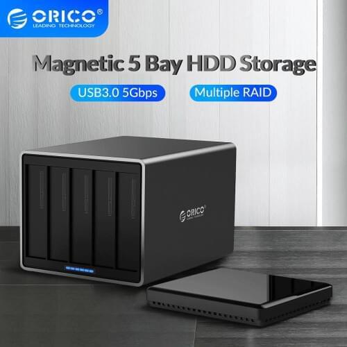ORICO NS Series 5 Bay 3.5'' USB3.0 with RAID HDD Docking Station 78W Power Adapter HDD Enclosure Box Support 5Gbps HDD Case