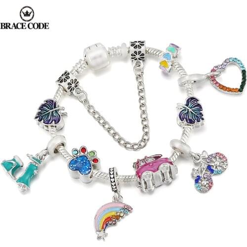 Original Colorful Enamel Fine Bracelet DIY Bicycle Rainbow Colorful Bead Bracelet Ladies Show Modern Love Fashion Jewelry