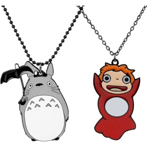 Anime Spirited Away Totoro Pendant Necklace Cute Cartoon Ponyo on the Cliff Kikis Delivery Service Charm Necklace For Men Women