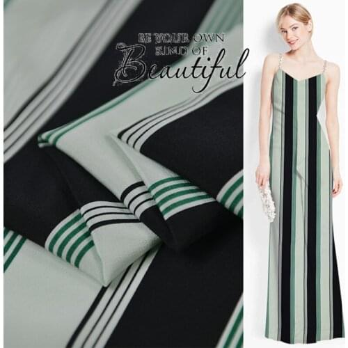 Parallel Line Retro Striped Fashion Metropolis Io * Ch Silk Crepe De Chine Wide New