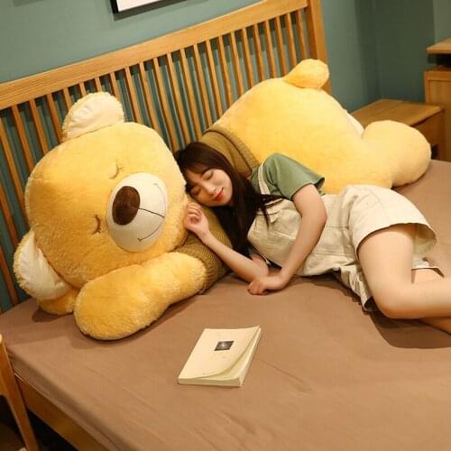 1pc 80/100CM Giant Size Sleeping Teddy Bear Plush Toys Soft Sweater Bear Plush Pillow Stuffed Animal Dolls Kids Baby Xmas Gift