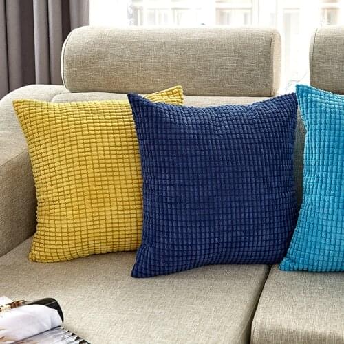 CANIRICA Yellow Pillow Blue Cushion Cover 45x45cm Velvet Pillow Cover Home Decor Green Funda Cojin Sofa Living Room Decoration