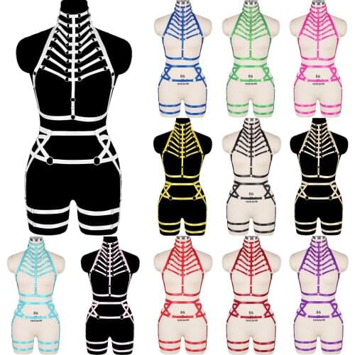 Women Sex Bdsm Game Harness Bondage Suspender Goth Slim Body Binding Pentagonal Strappy Erotic Hollow Out Adjust Exotic Lingerie