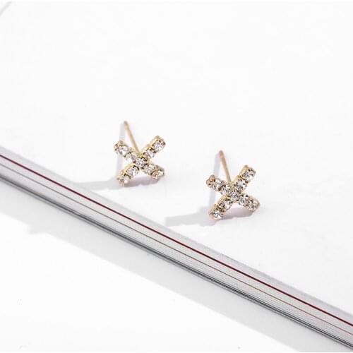 Simple Micro Paved CZ Butterfly Earrings Fashion Statement X-Shape Stud Earrings Tiny Ear Studs Jewelry Brincos