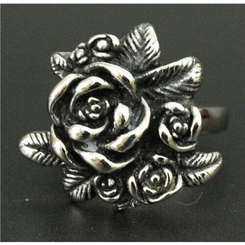 Drop Ship Fashion Women Ring 316L Stainless Steel Jewelry Rose Flower Ring