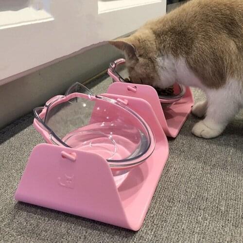 Cat Rice Bowl Protection Cervical Spine Tilt Single Bowl Cat Food Bowl Cat Pot Tilt Cat Pet Bowl Adjustable Angle Dogs Plastic