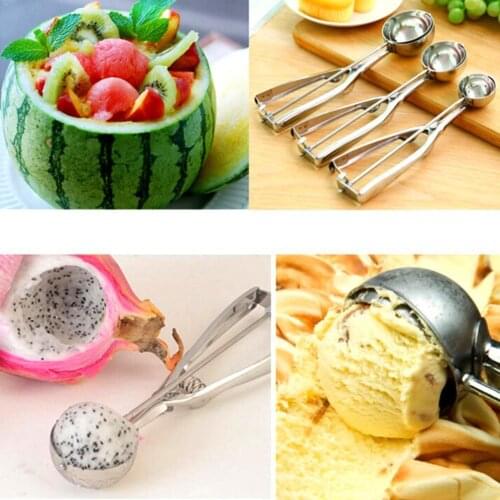 4/5/6CM Stainless Steel Ice Cream Scoop Kitchen Tools Scoop Handle Home Mash Accessories Watermelon Kitchen Ball Spring Pot V1F1
