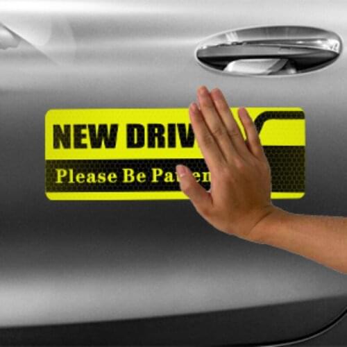 QSUM New Driver Stickers Safety Sign Car, 3 Pieces 25.4 x 8.89 cm Highly Reflective Magnet Sticker for Novice or Beginner