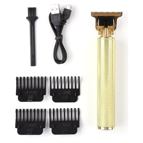 USB Rechargeable Hair Trimmer Professional Electric Beard Hair Clipper Metal Vintage Engraving Hair Cutter Machine Styling Tool