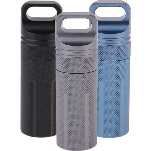 Outdoor Survival Waterproof Pill Holder Bottle Drug Capsule Dry Box Keychain