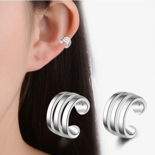 KOFSAC New Simple 925 Silver Ear Cuff Earrings For Women Charming Hot Non Piercing Cartilage Ear Clip Jewelry Girl Best Gifts