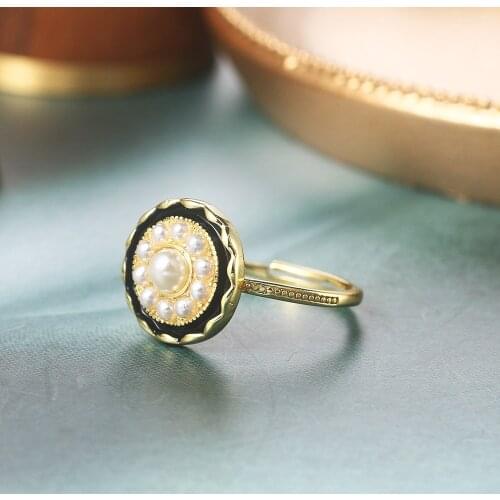ZHOUYANG Imitation Pearl Rings For Women Cute Flower Jewellery Light Gold Color Luxury Adjustable Ring Fashion Jewelry R349-6