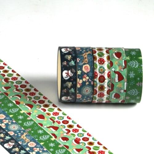 1PC Decorative Snow, Deer, Christmas Tree Washi Tape Rice Paper DIY Adhesive decoration tape for home Xmas washi tape paper 5M
