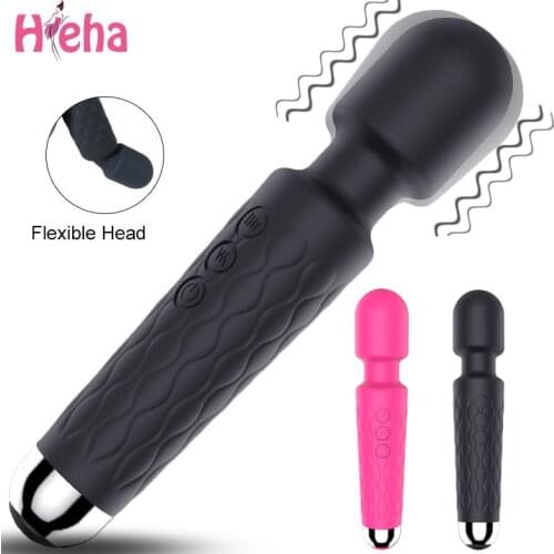20 Modes Rechargeable Magic Wand Powerful AV Vibrators Massager Clit Massage Female Masturbation Silent Adult Sex Toys for Women