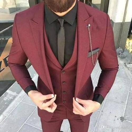 2020 Mens Suit New Designs 3 Piece Slim Fit Prom Wedding Suits for Men Formal Groom Suit Tuxedo Business Jacket Vest Pants Set