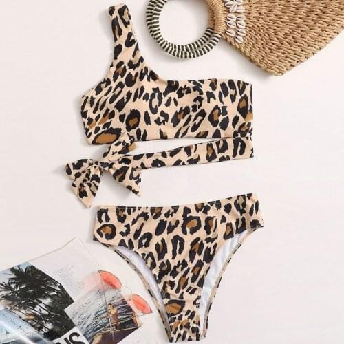 2021 new swimsuit for women leopard print split swimsuit suit sexy split women swimwear Push Up Bikinis Set Bathing Suit