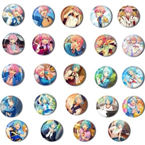 58MM Round Bagde Animation Ensemble Stars Trickstar Akehoshi Subaru Hokuto Isara Mao Handsome Boys Badge Brooch For Backpack