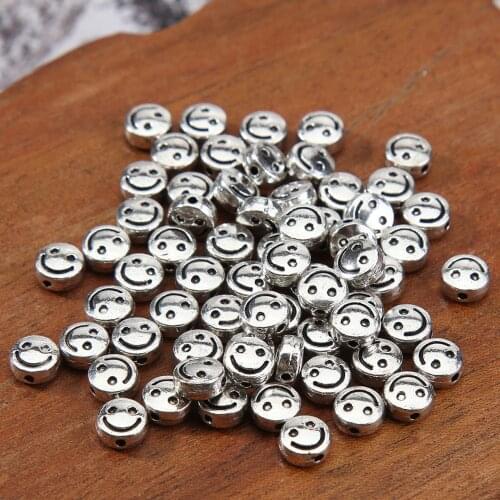 6mm Alloy Smiley Face Beads Smile Charms for DIY Jewelry Bracelet Necklace Accessories Making