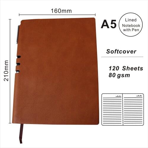 A5 PU Leather Lined Notebook With Pen Paper Notepad Custom Logo Daily Agenda Journals Personal Planner OEM Welcome