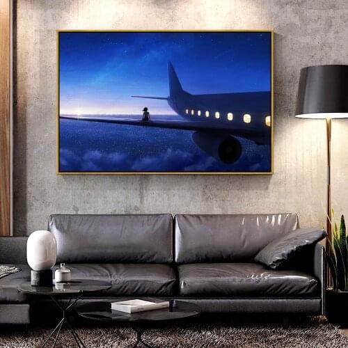Artcozy Oil Canvas Painting sitting-on-plane-wing For Home Decoration Wall Art
