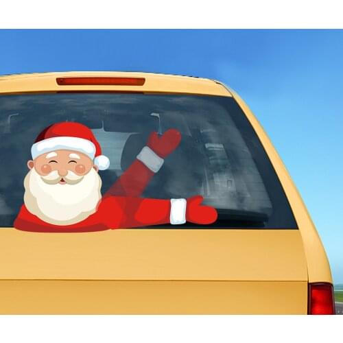 Auto Christmas Decoration Cute Car Wiper Sticker for Car Accessories Xmas Santa Claus DIY Rear Windshield Window Waving Stickers