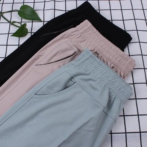 Middle-aged Mothers Black Trousers 2021 Spring Autumn New Elastic waist Loose Pants Plus size 7XL Casual Straight-leg Pants