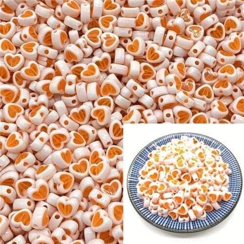 50pcs 8x5mm Love Acrylic Bead Loose Spacer Beads For Jewelry Making DIY Bracelet Accessories #A46a03