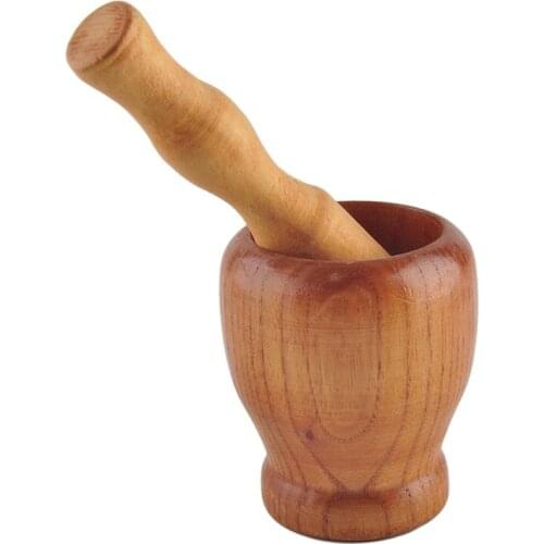 Wooden Garlic Ginger Spice Mixing Grinding Bowl Food Mills Kitchen Gadgets Accessories Tools Mortar and Pestle Gadget Hand Tools