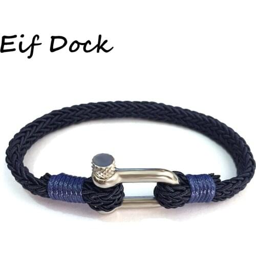 Eif Dock Simple Viking Style Stainless Steel Bracelet Navy Nylon Rope Hand-Woven Casual Bracelets For Men And Women Friendship G