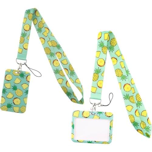 ER760 Fruit Pineapple Lanyard Card ID Holder Car KeyChain ID Card Pass Gym Mobile Phone Badge Kids Key Ring Holder Jewelry